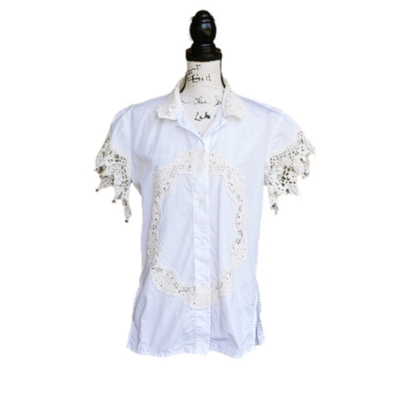 ROSIE Assoulin Lace Detail White Blouse Top - Picture 1 of 12